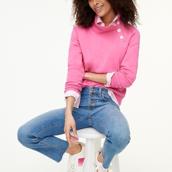 J.Crew Pink Pullover Sweatshirt in Cloudspun Fleece Size Small - Picture 1 of 9
